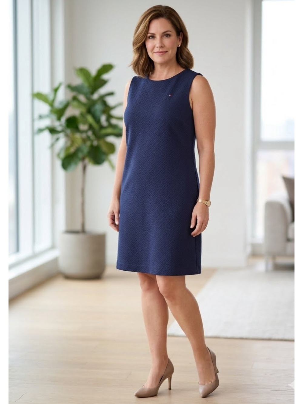 NWT Tommy Hilfiger Sleeveless Navy Blue Shift Dress Size 12 Classic American